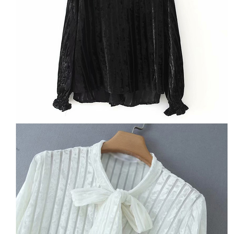 Fashion White Striped Velvet Lace-up Shirt,Tank Tops & Camis