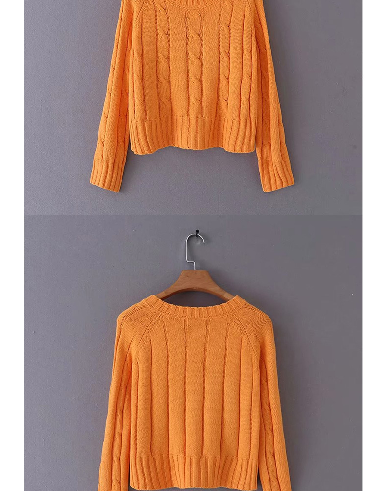 Fashion Orange Twisted Round Neck Long Sleeve Sweater,Sweater