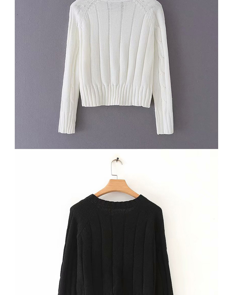 Fashion White Twisted Round Neck Long Sleeve Sweater,Sweater