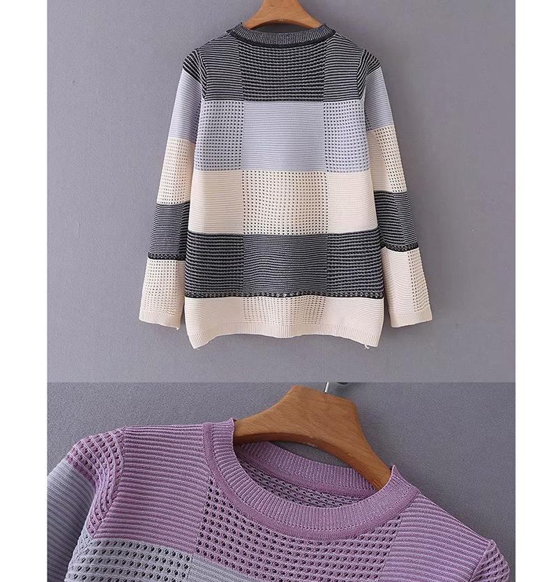 Fashion Black Colorblock Round Neck Long Sleeve Sweater,Sweater