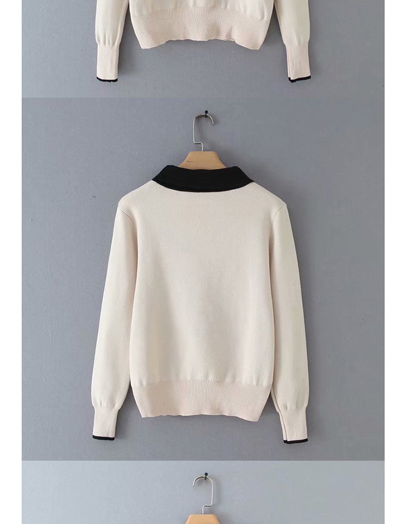 Fashion White Lapel Lace-up Sweater,Sweater