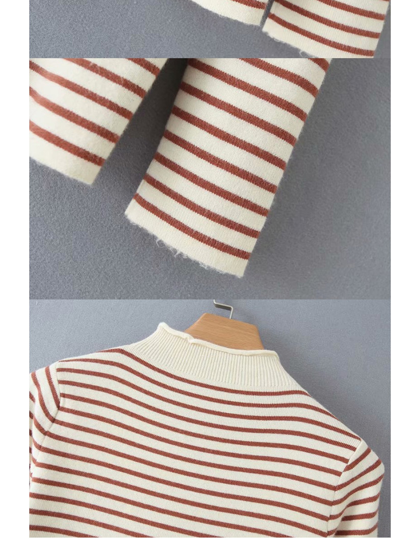 Fashion Yellow 5-color Striped Base Collar Sweater,Sweater