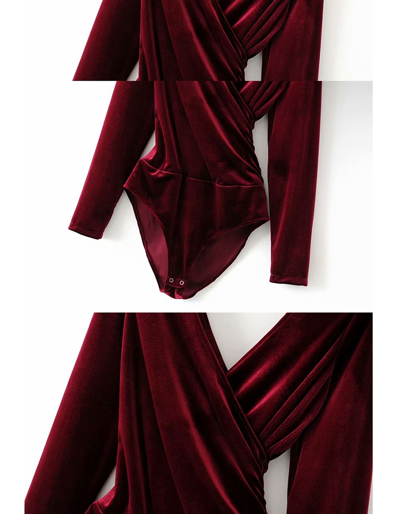 Fashion Red Wine Velvet Bodysuit Three Colors,One Pieces