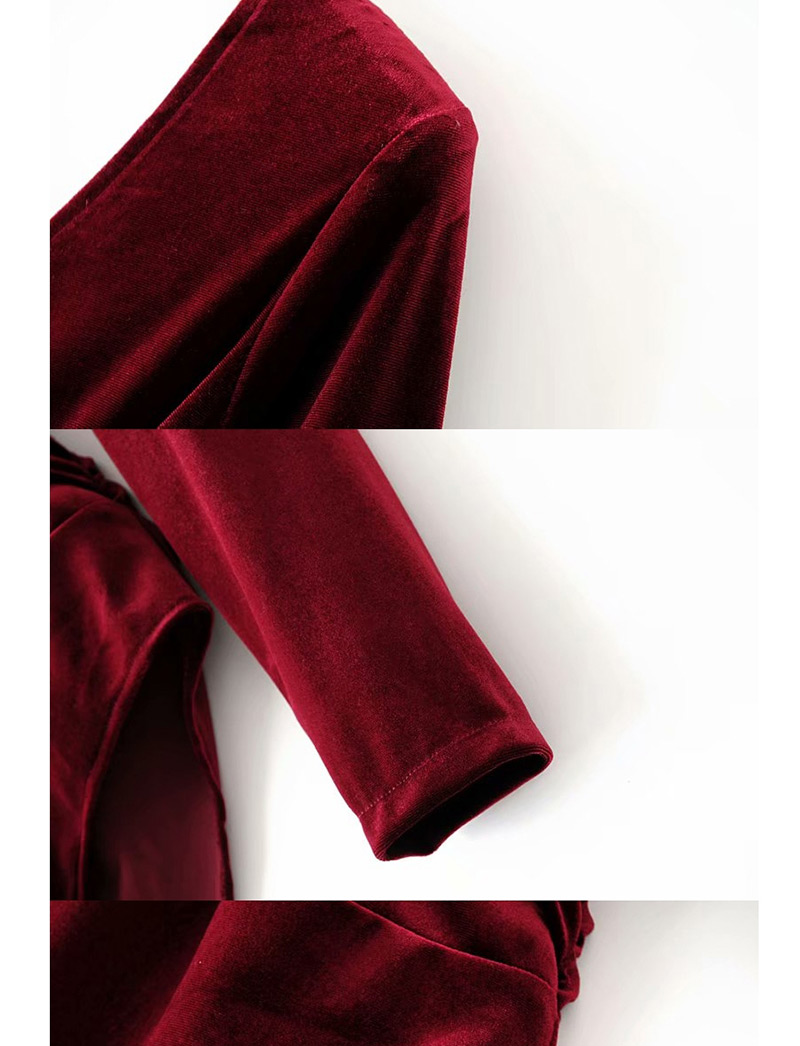 Fashion Red Wine Velvet Bodysuit Three Colors,One Pieces