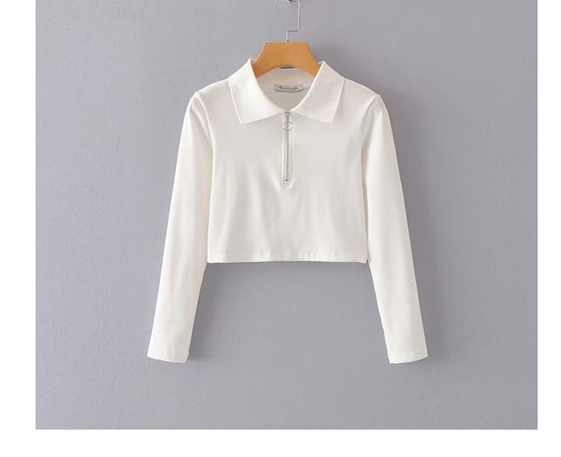 Fashion White Lapel Zipper Long Sleeves,Coat-Jacket