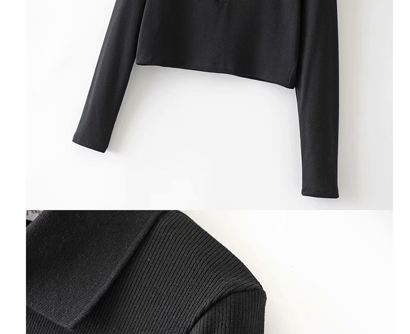 Fashion Black Lapel Zipper Long Sleeves,Coat-Jacket