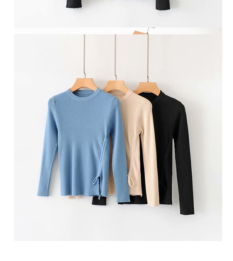 Fashion Black Drawstring Sweater,Sweater