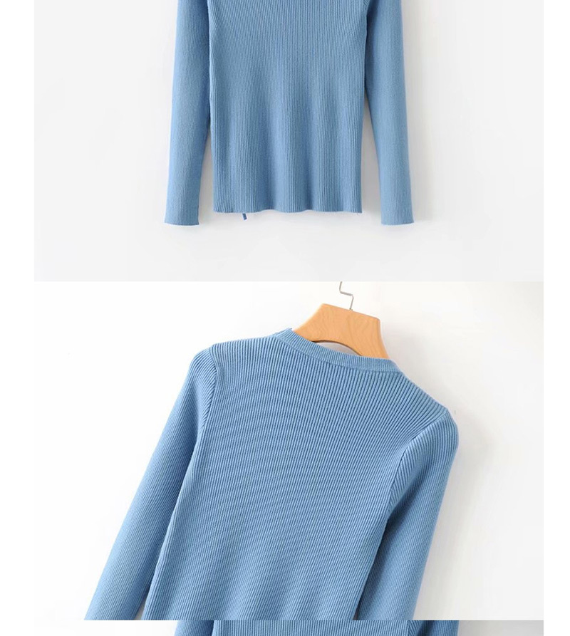 Fashion Blue Drawstring Sweater,Sweater