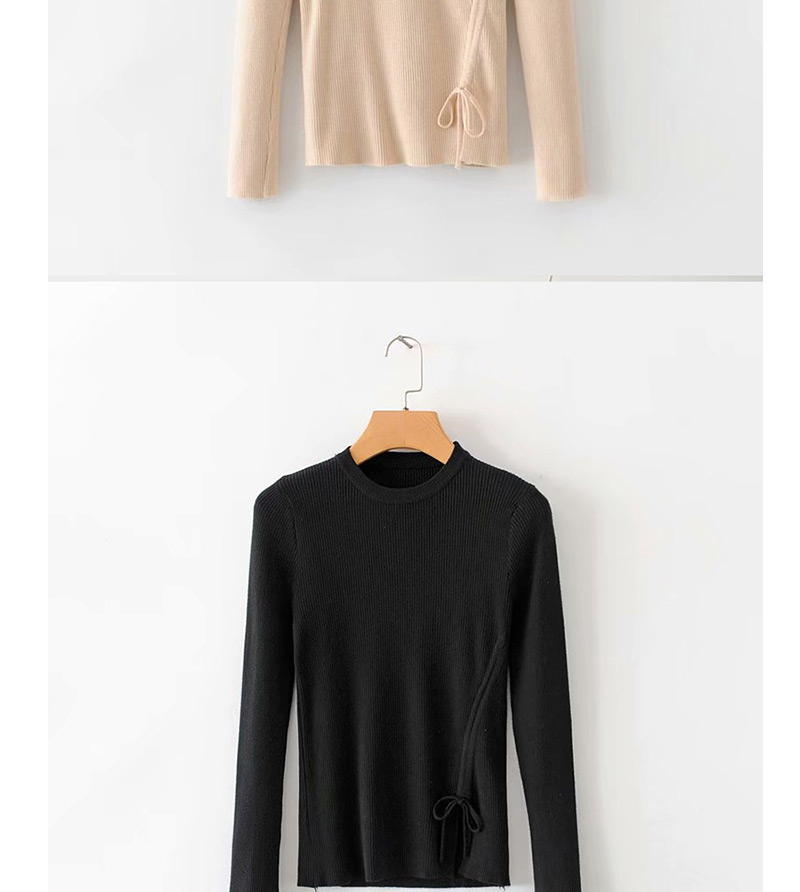Fashion Black Drawstring Sweater,Sweater