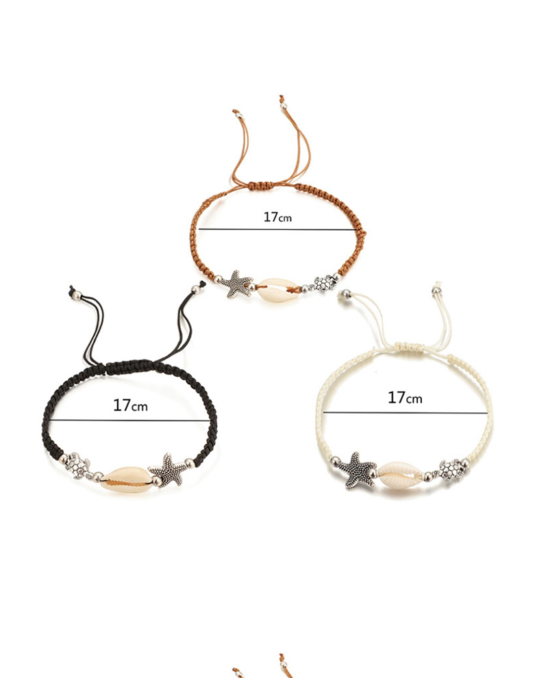 Fashion Black Woven Turtle Starfish Shell Single Layer Bracelet,Fashion Bracelets