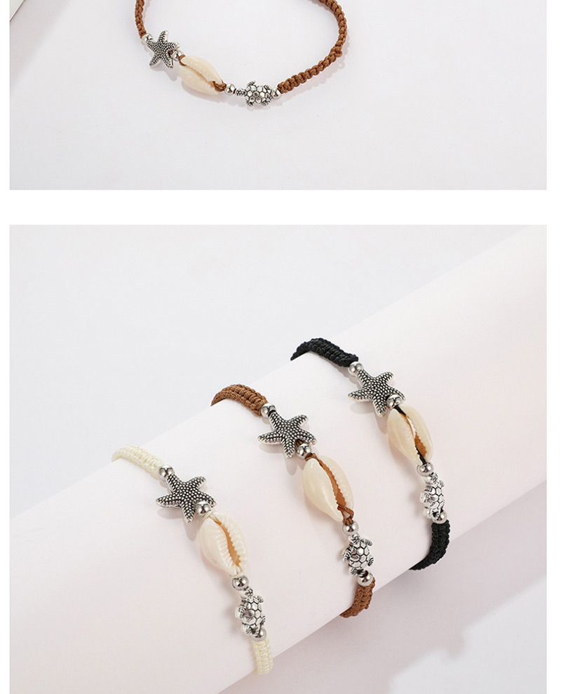 Fashion Beige Woven Turtle Starfish Shell Single Layer Bracelet,Fashion Bracelets