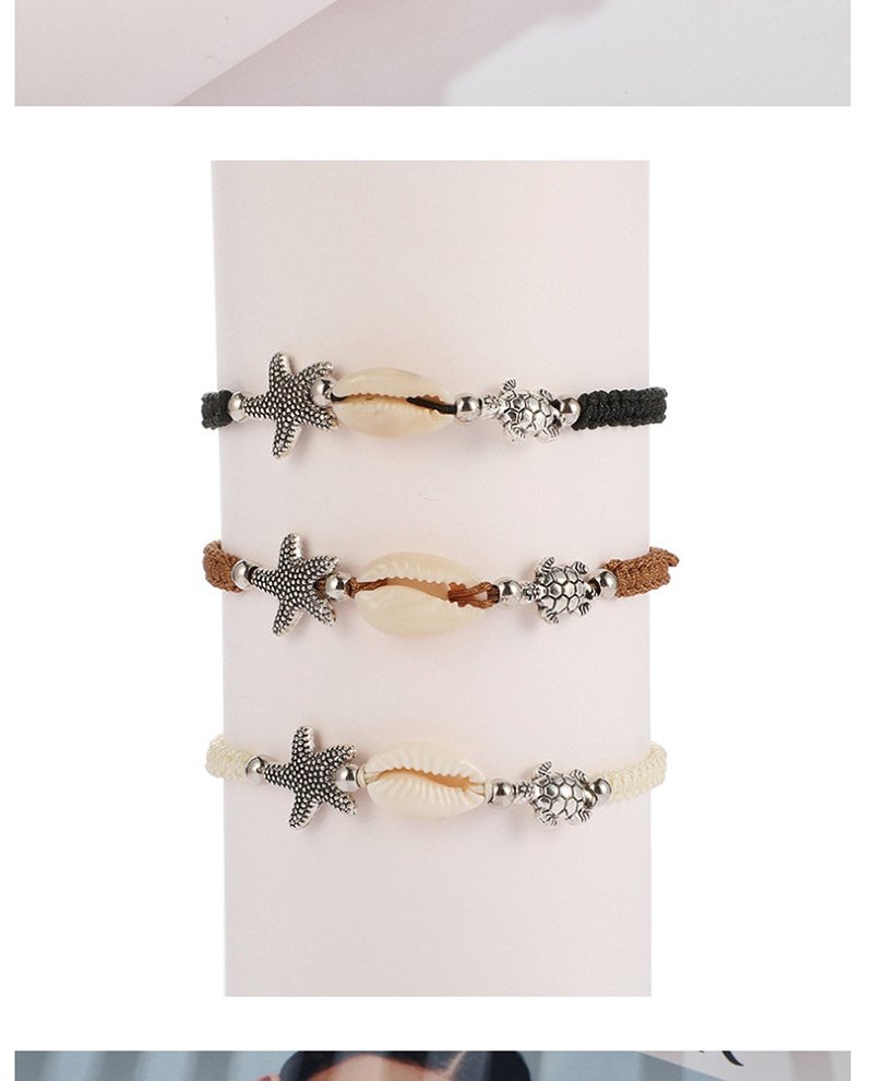 Fashion Brown Woven Turtle Starfish Shell Single Layer Bracelet,Fashion Bracelets