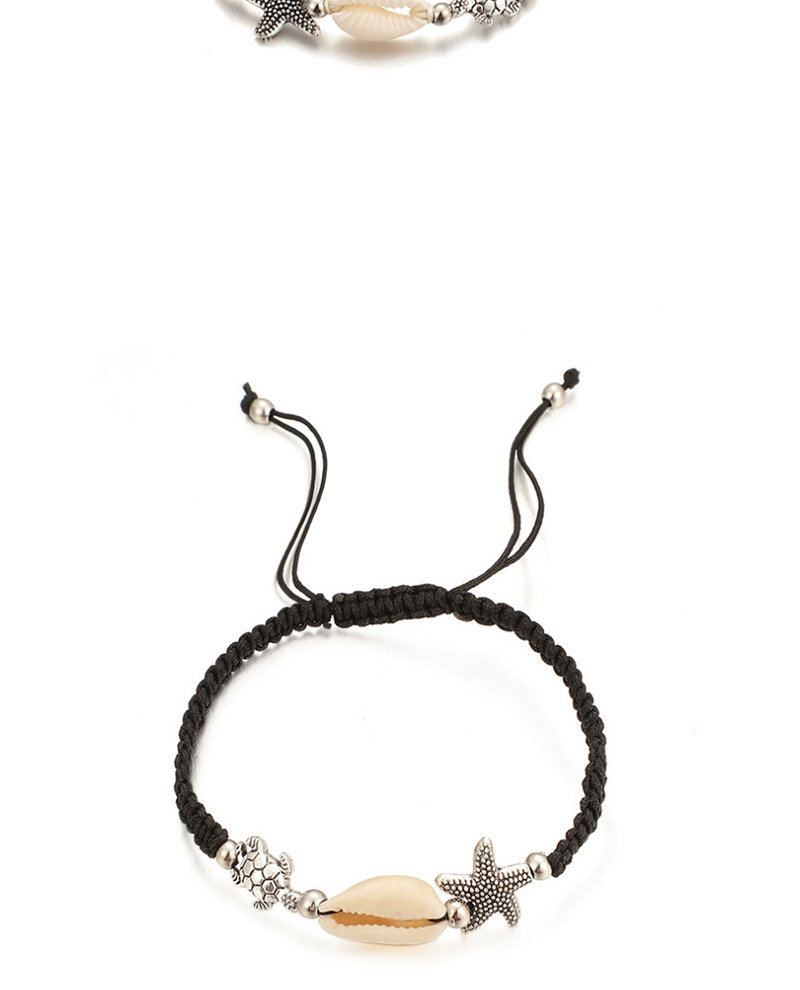 Fashion Black Woven Turtle Starfish Shell Single Layer Bracelet,Fashion Bracelets