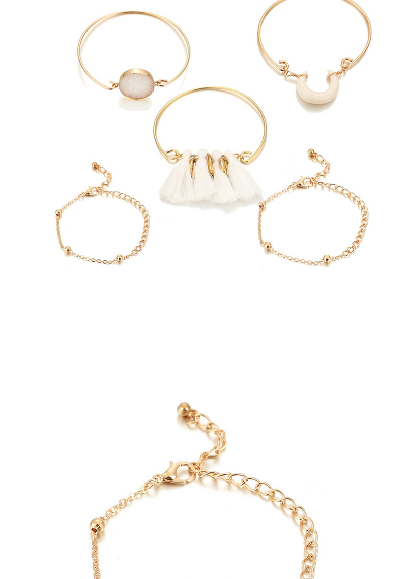 Fashion Gold Horns Turquoise Shell Fringe Bracelet (5 Pieces),Fashion Bracelets
