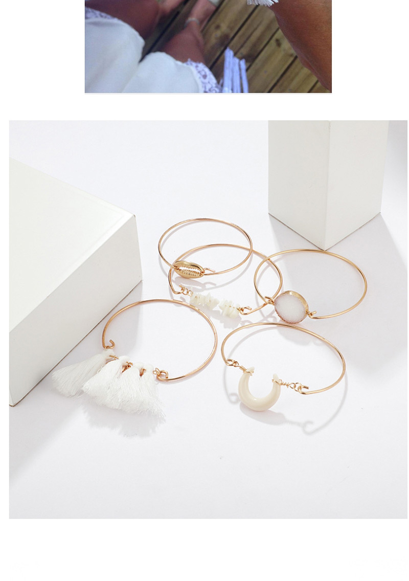 Fashion White Turquoise Shell Wire Rope Tassel Bracelet (5 Pieces),Fashion Bracelets