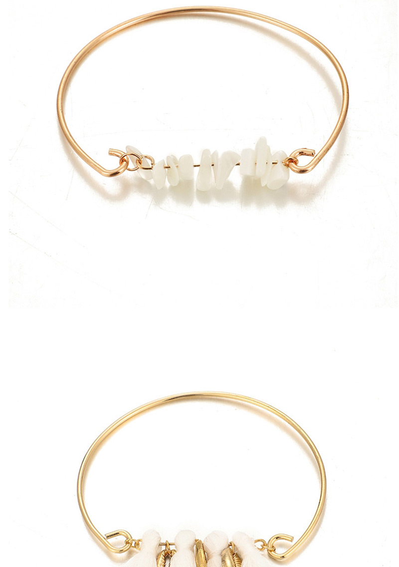 Fashion White Turquoise Shell Wire Rope Tassel Bracelet (5 Pieces),Fashion Bracelets