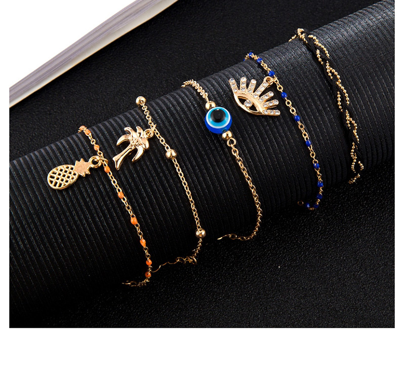 Fashion Gold Chain Coconut Tree With Diamonds Eye Pineapple Multilayer Anklet,Fashion Anklets