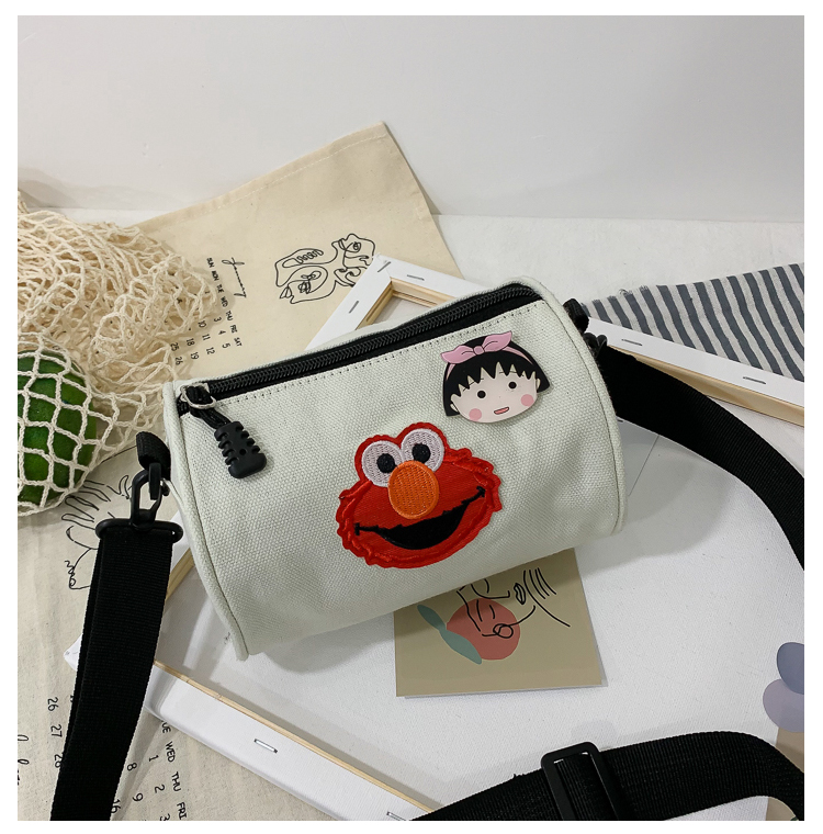 Fashion White Canvas Cute Cartoon Messenger Bag,Shoulder bags