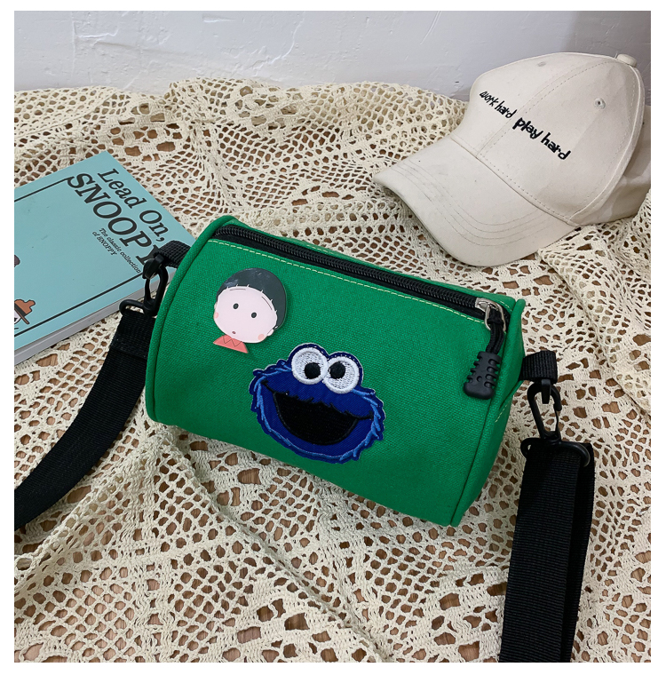 Fashion Green Canvas Cute Cartoon Messenger Bag,Shoulder bags