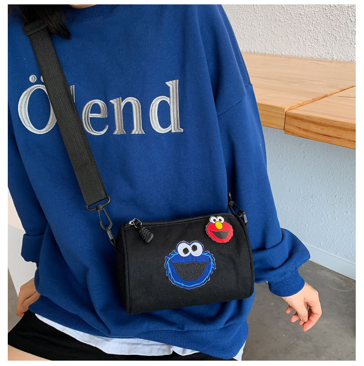 Fashion Black Canvas Cute Cartoon Messenger Bag,Shoulder bags