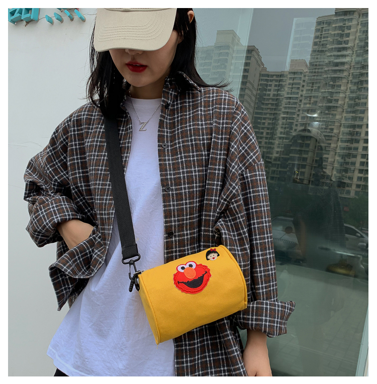 Fashion Yellow Canvas Cute Cartoon Messenger Bag,Shoulder bags