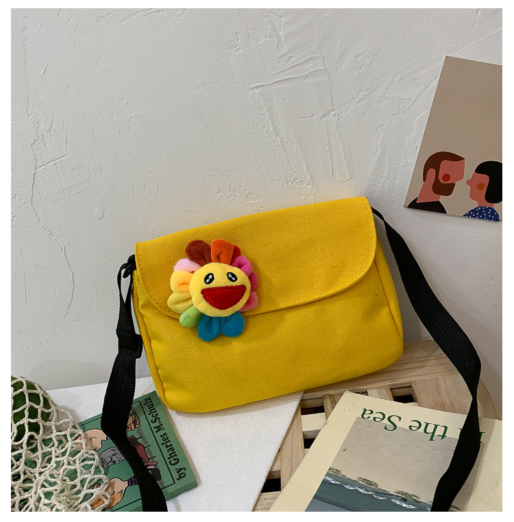 Fashion Yellow Flower Cute Colorful Sun Flower Canvas Messenger Bag,Shoulder bags