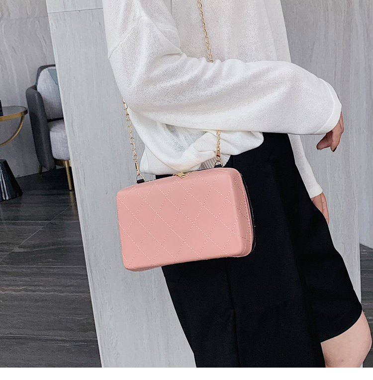 Fashion Pink Cross-body Bag With Rhombus Chain,Shoulder bags