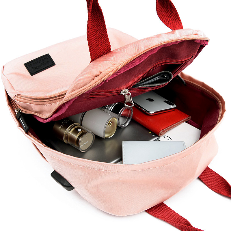 Fashion Pink Usb Waterproof Wear-resistant Computer Bag,Backpack