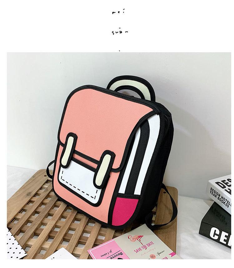 Fashion Pink D Three-dimensional Comic Backpack,Backpack