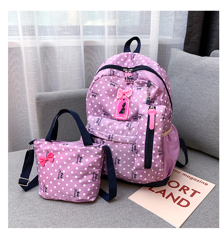 Fashion Navy Blue Cute Cartoon Three-piece Wave Point Mother Package,Backpack