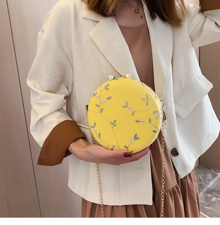 Fashion Yellow Lace Flower Chain Shoulder Messenger Bag,Shoulder bags