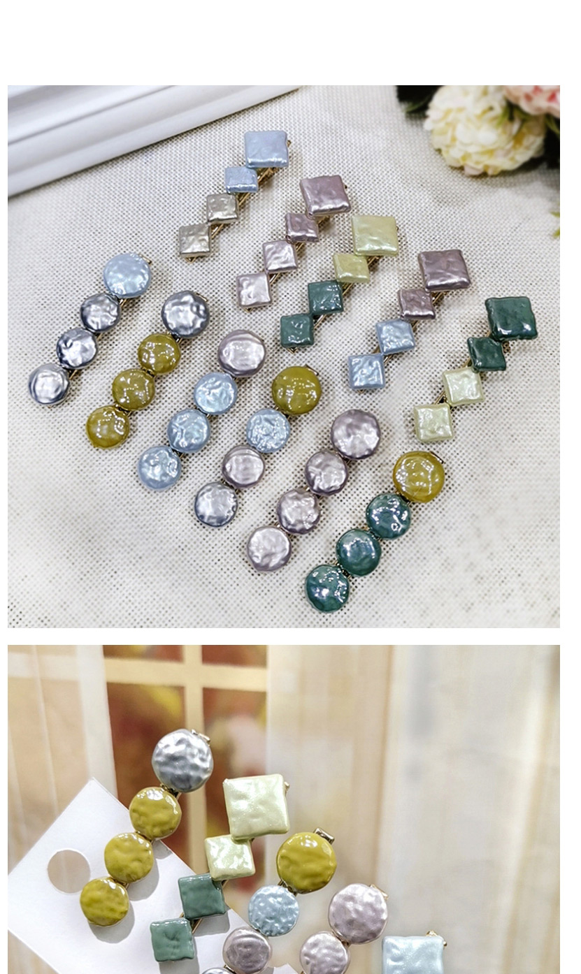 Fashion Four-color Button Color Matching Duckbill Clip Geometric Round Square Hair Clip,Hairpins