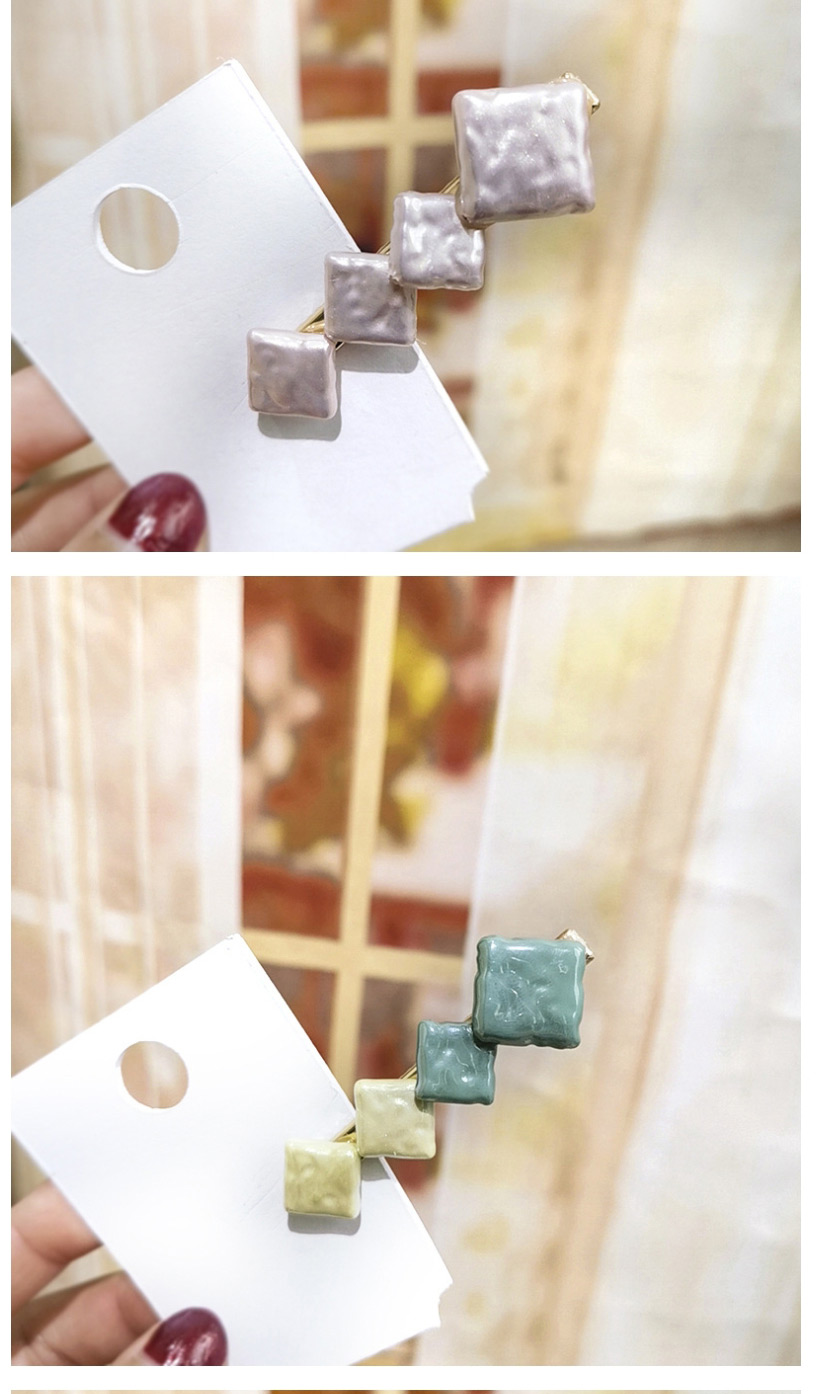 Fashion Pink + Mint Green Button Color Matching Duckbill Clip Geometric Round Square Hair Clip,Hairpins