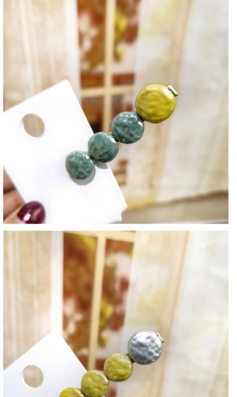 Fashion Gray + Yellow Button Color Matching Duckbill Clip Geometric Round Square Hair Clip,Hairpins