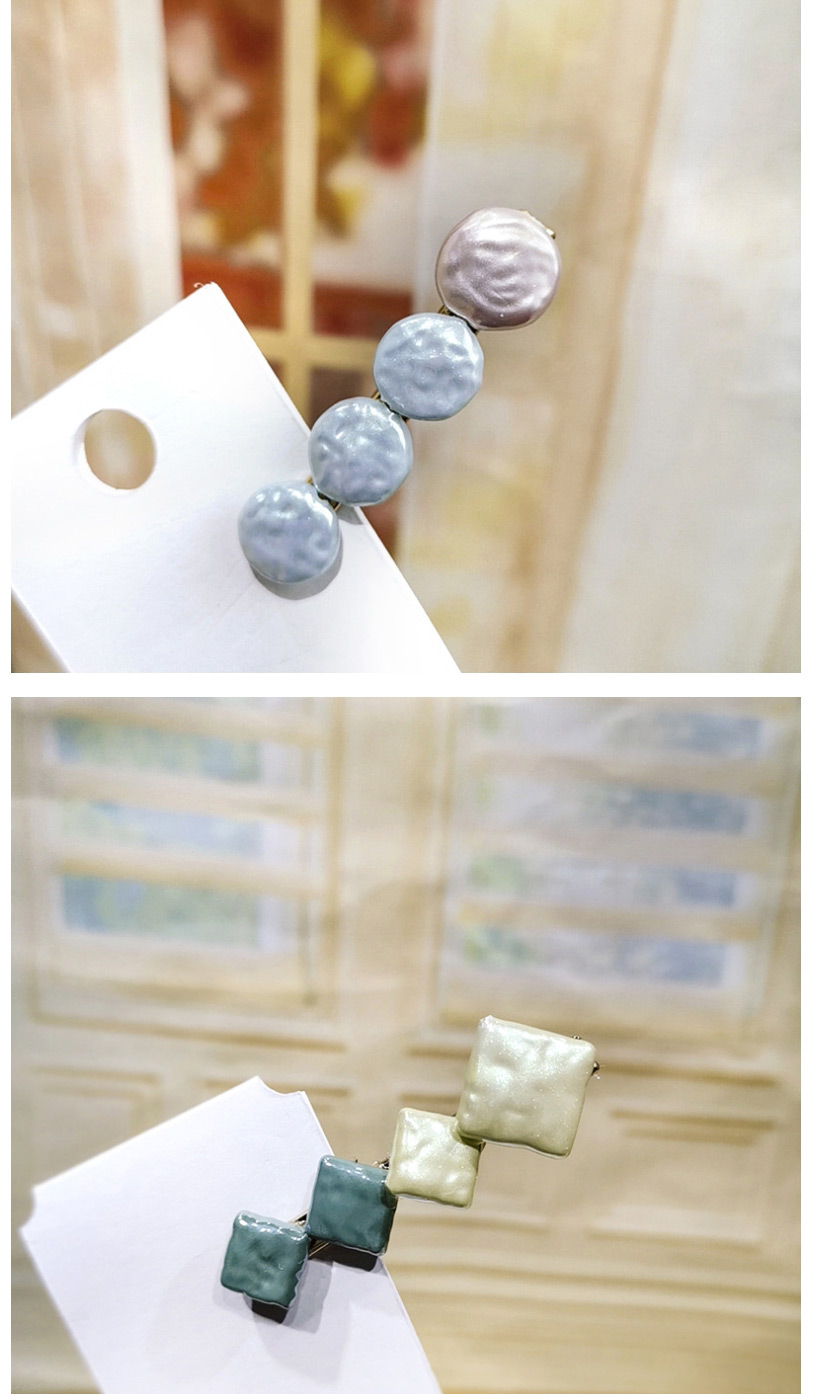 Fashion Four-color Button Color Matching Duckbill Clip Geometric Round Square Hair Clip,Hairpins