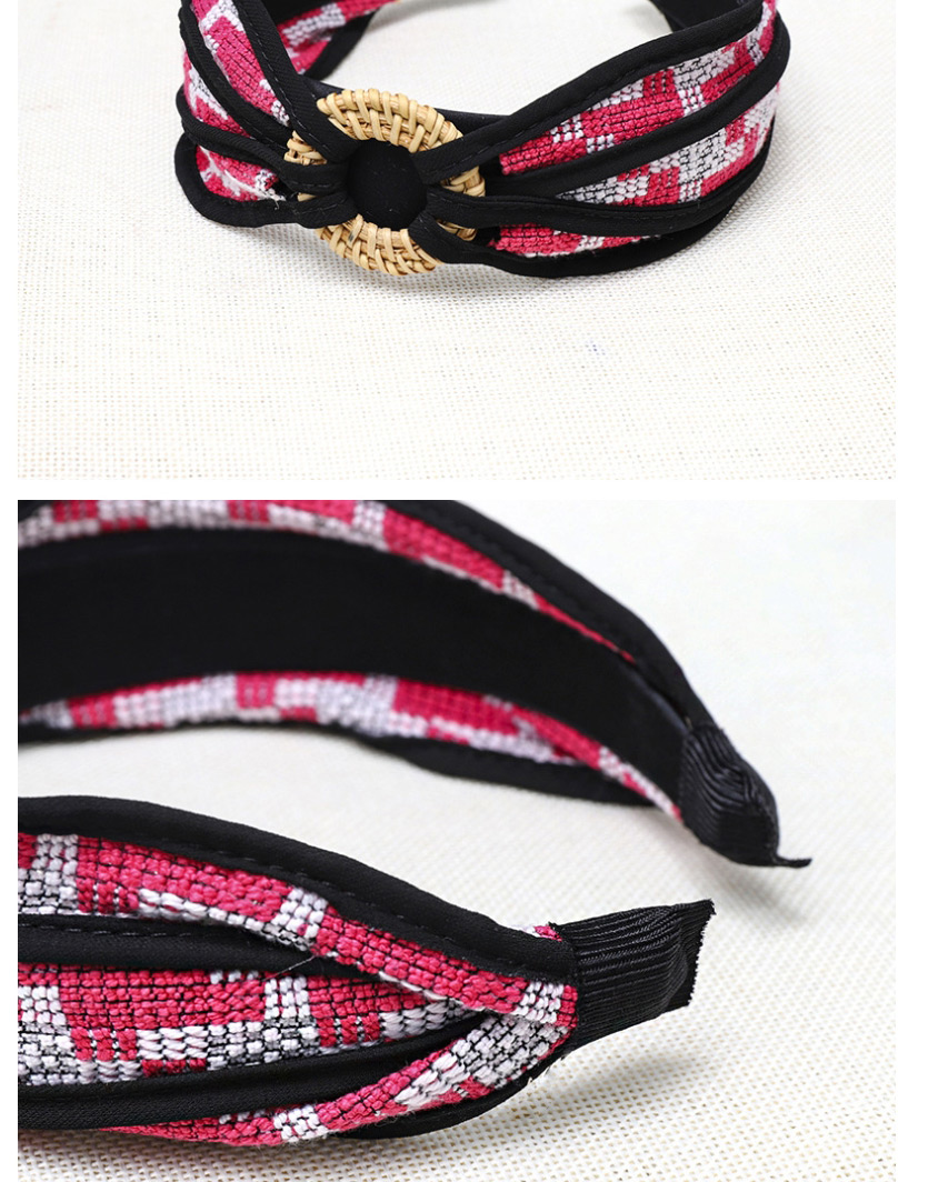 Fashion Rose Red Knitted Black Side Headband Houndstooth Woolen Headband,Head Band