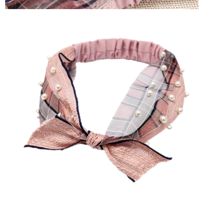 Fashion Pink Lace Pearl Color Band Lace Bow Rabbit Ears Hair Band,Hair Ribbons