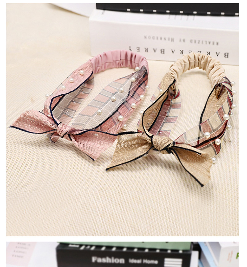 Fashion Pink Lace Pearl Color Band Lace Bow Rabbit Ears Hair Band,Hair Ribbons