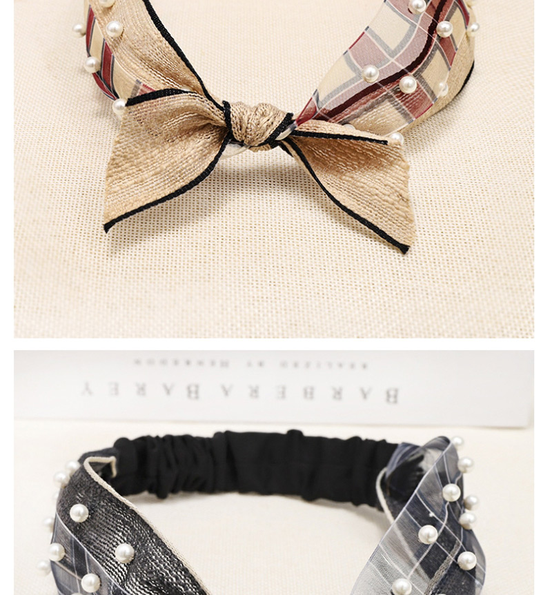 Fashion Black Lace Pearl Colorblock Lace Bow Rabbit Ears Hair Band,Hair Ribbons
