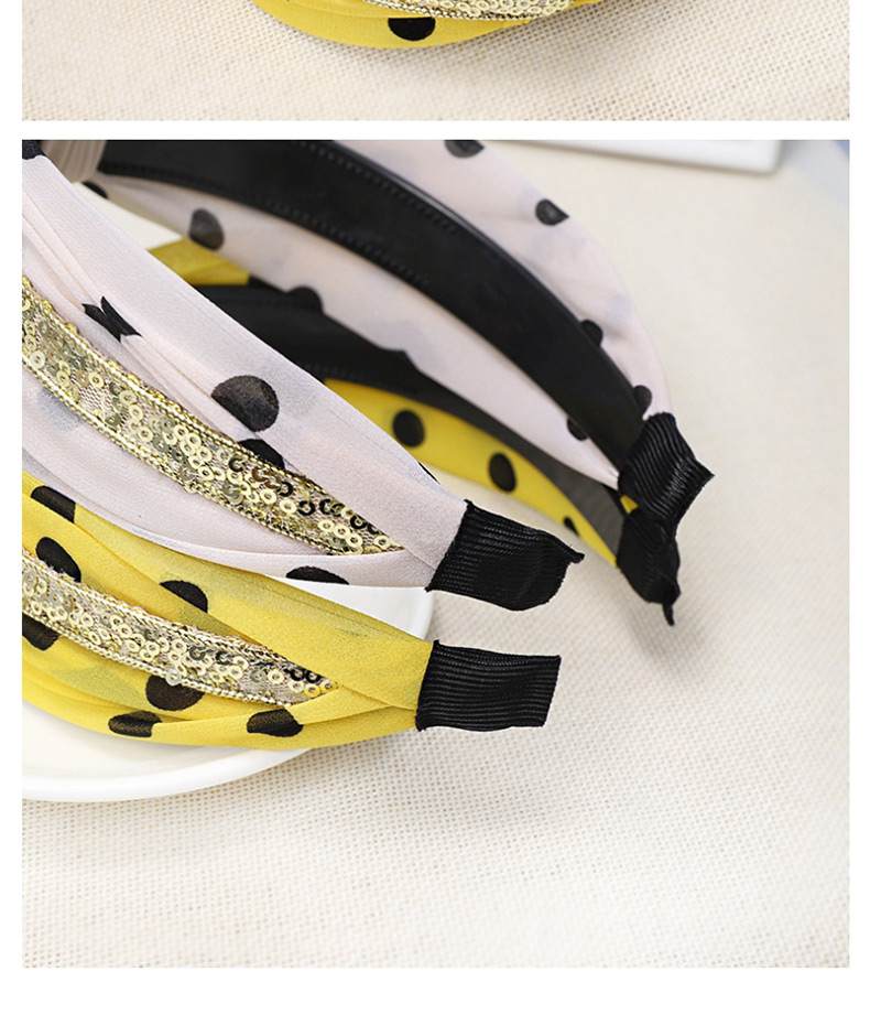 Fashion Yellow Wave Light Piece Knotted Headband Polka Dot Headband,Head Band