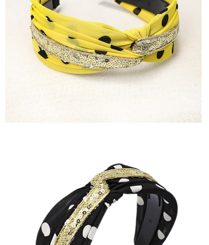 Fashion Yellow Wave Light Piece Knotted Headband Polka Dot Headband,Head Band
