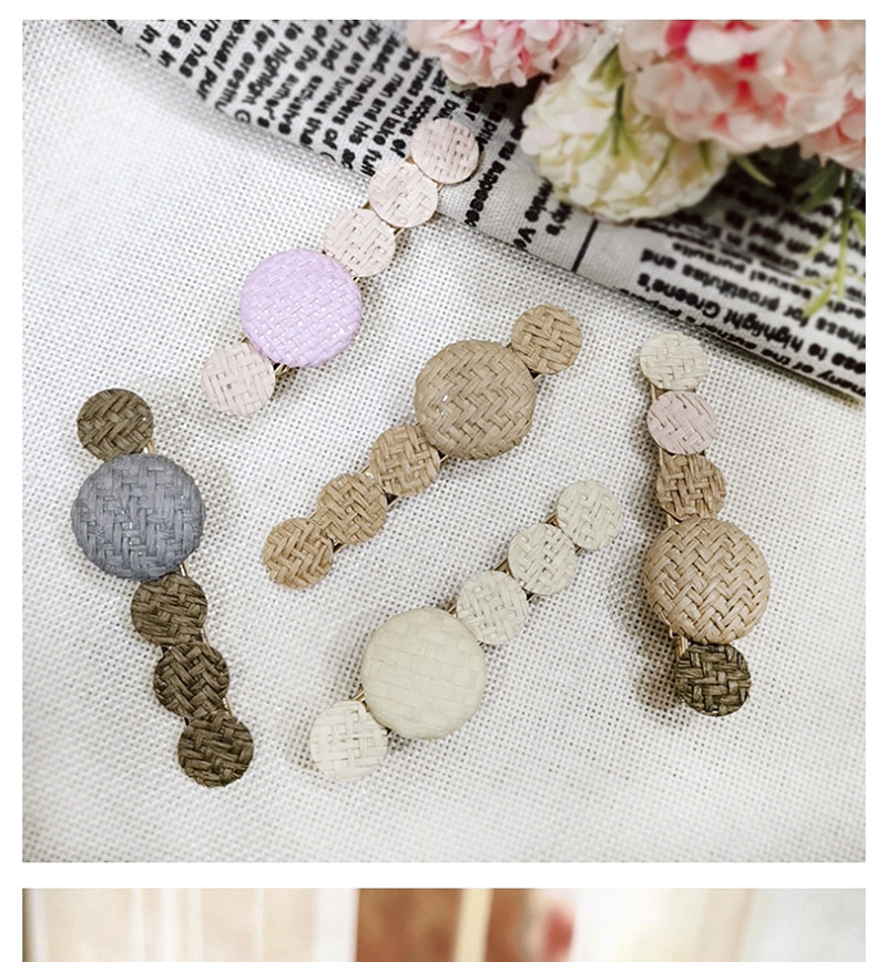 Fashion Pure Straw Straw Button Hairpin Ancient Straw Button Clip Side Duckbill Clip,Hairpins