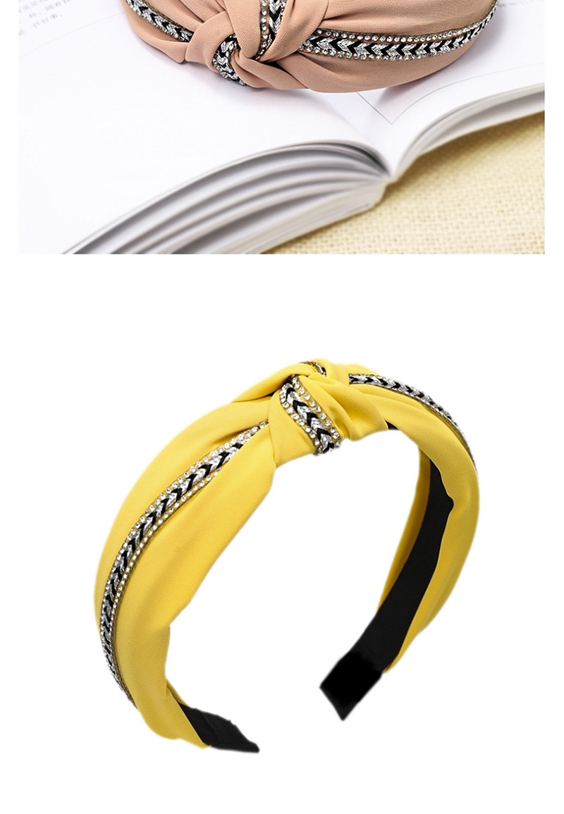 Fashion Yellow Rhinestone Chain Knotted Headband Diamond Chain Headband,Head Band