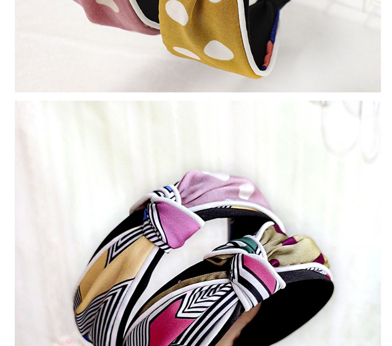 Fashion Korean Powder Wave Point + Check Color Matching Headband Plaid Color Matching Headband,Head Band
