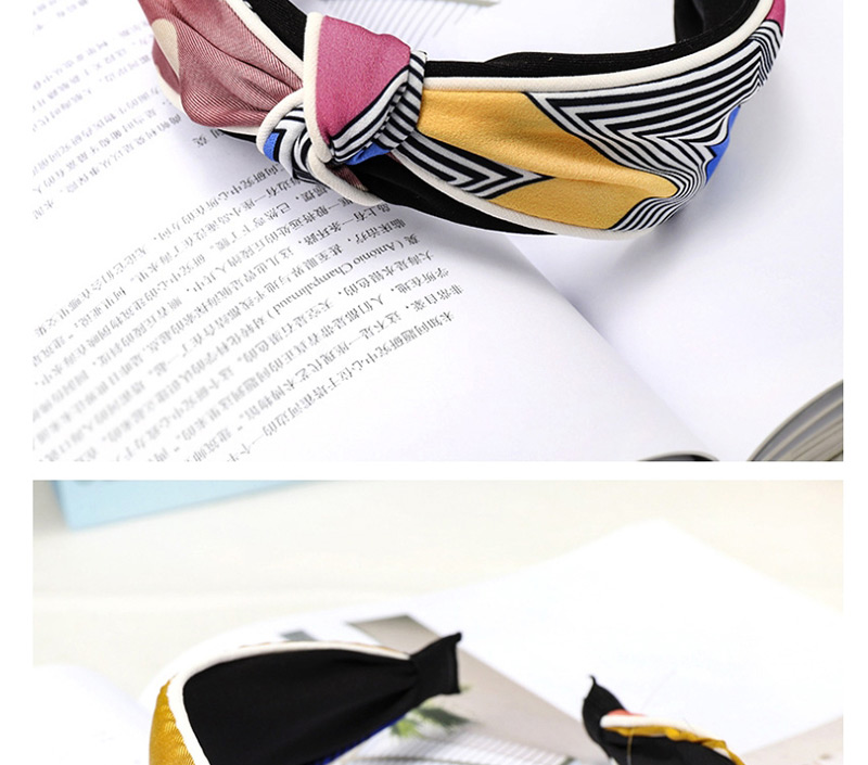 Fashion Yellow Wave Point + Check Color Matching Headband Plaid Color Matching Headband,Head Band