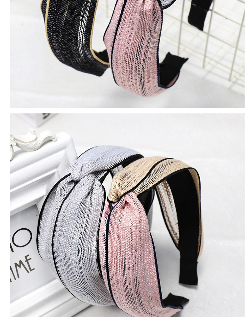 Fashion Pink + Gray Colorblock Headband Cross-knit Solid Color Headband,Head Band