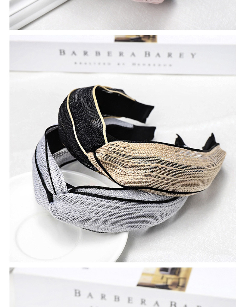 Fashion Beige + Black Colorblock Headband Cross-knit Solid Color Headband,Head Band