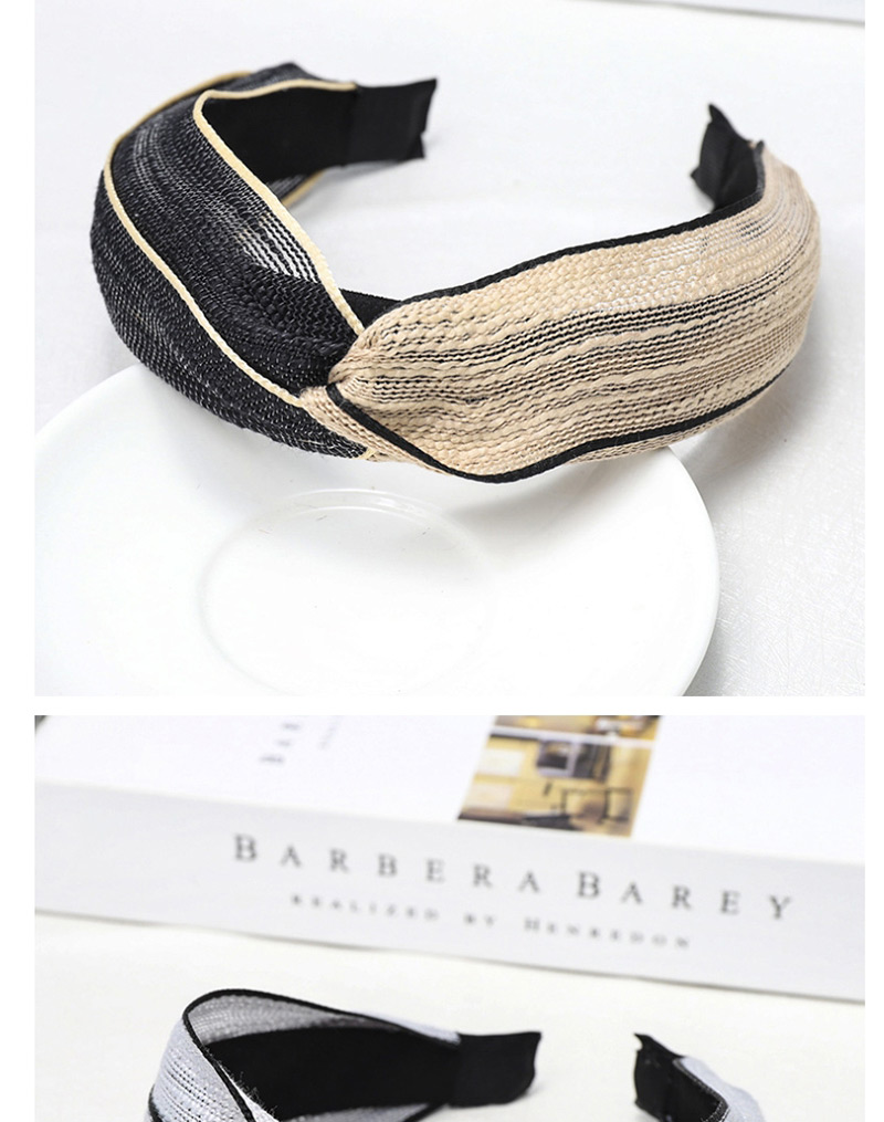 Fashion Black + Gray Colorblock Headband Cross-knit Solid Color Headband,Head Band