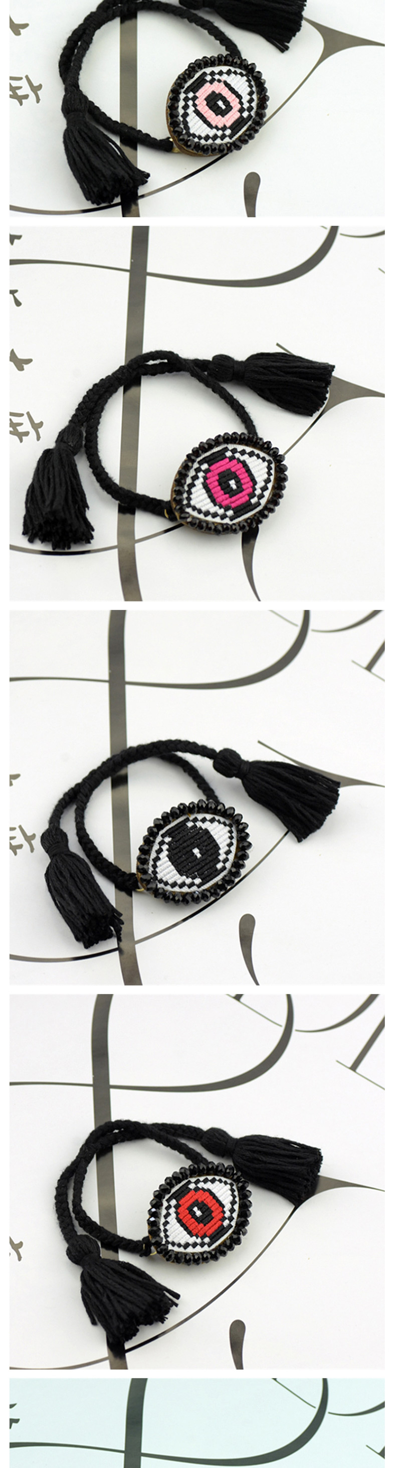 Fashion Black Rope Pink Eyes Embroidered Crystal Eye Multi-layer Bracelet,Fashion Bracelets