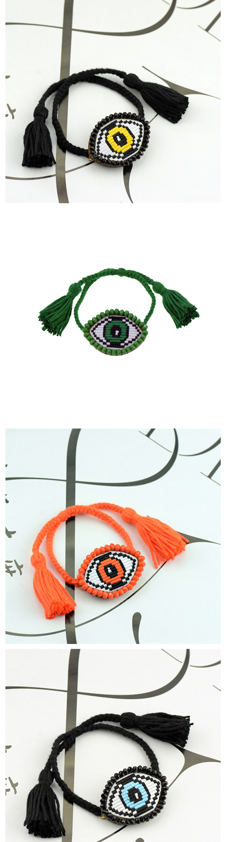 Fashion Black Rope Orange Eyes Embroidered Crystal Eye Multi-layer Bracelet,Fashion Bracelets